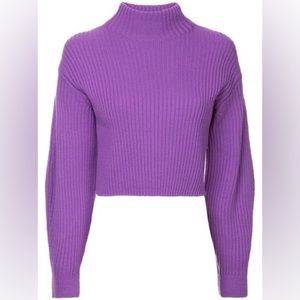 Tibi Structured Merino Wool Rib Turtleneck Sweater in Purple Size Small